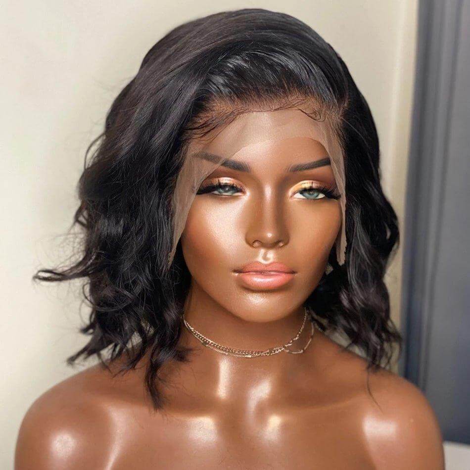 Black Big Wave Wig Chemical Fiber Front Lace Short Curly Hair Matte High Temperature Silk Headgear - CLAUALIS HAIR COUTURE