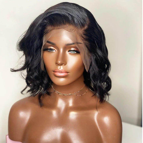Black Big Wave Wig Chemical Fiber Front Lace Short Curly Hair Matte High Temperature Silk Headgear - CLAUALIS HAIR COUTURE