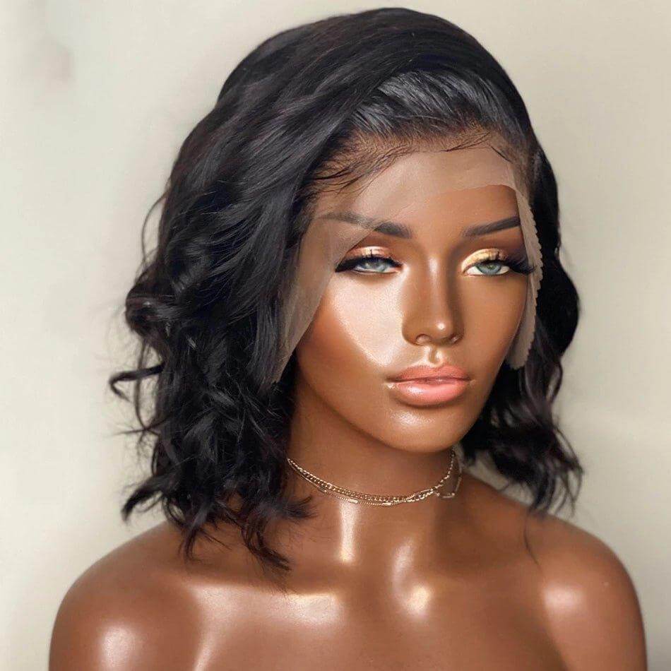Black Big Wave Wig Chemical Fiber Front Lace Short Curly Hair Matte High Temperature Silk Headgear - CLAUALIS HAIR COUTURE