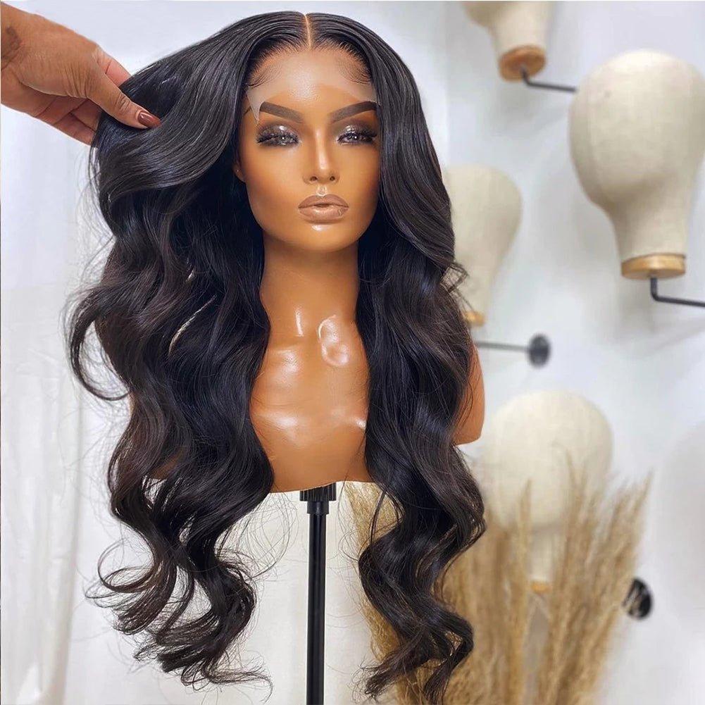 Brown Black Deep Wave Long Hair With Bangs Synthetic Wigs For Women Christmas Heat Resistant Thick Wig Gift - CLAUALIS HAIR COUTURE