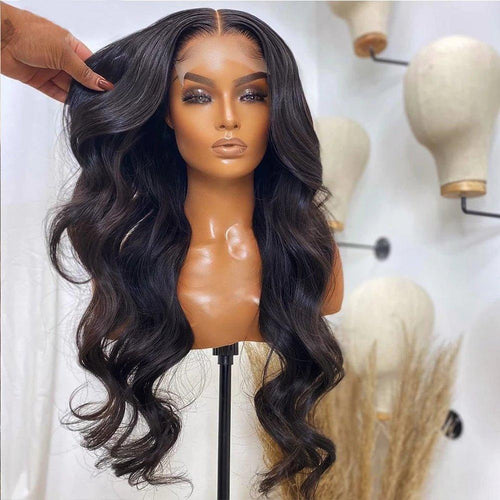 Brown Black Deep Wave Long Hair With Bangs Synthetic Wigs For Women Christmas Heat Resistant Thick Wig Gift - CLAUALIS HAIR COUTURE