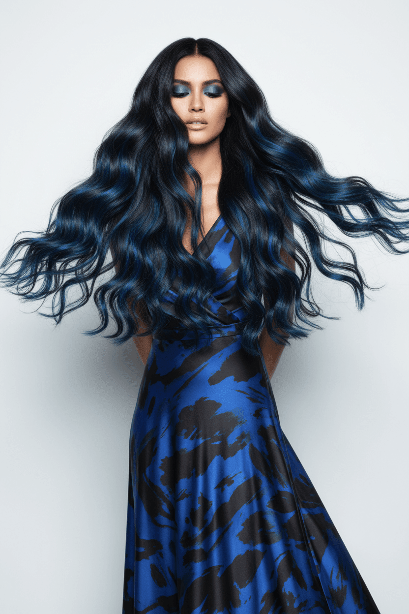 Clip-In Extension – Blue Balayage | 100% Remy Echthaar | 70g One-Piece | CLAUALIS - CLAUALIS HAIR COUTURE