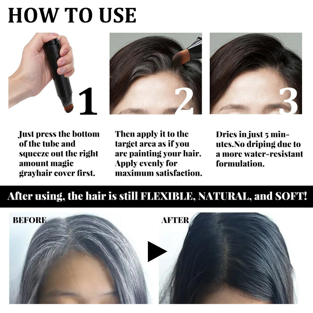 Disposable Plant Hair Stick, Hair Without Damage Repair Color Black Brown Quick White Hair Cover Stick - CLAUALIS HAIR COUTURE
