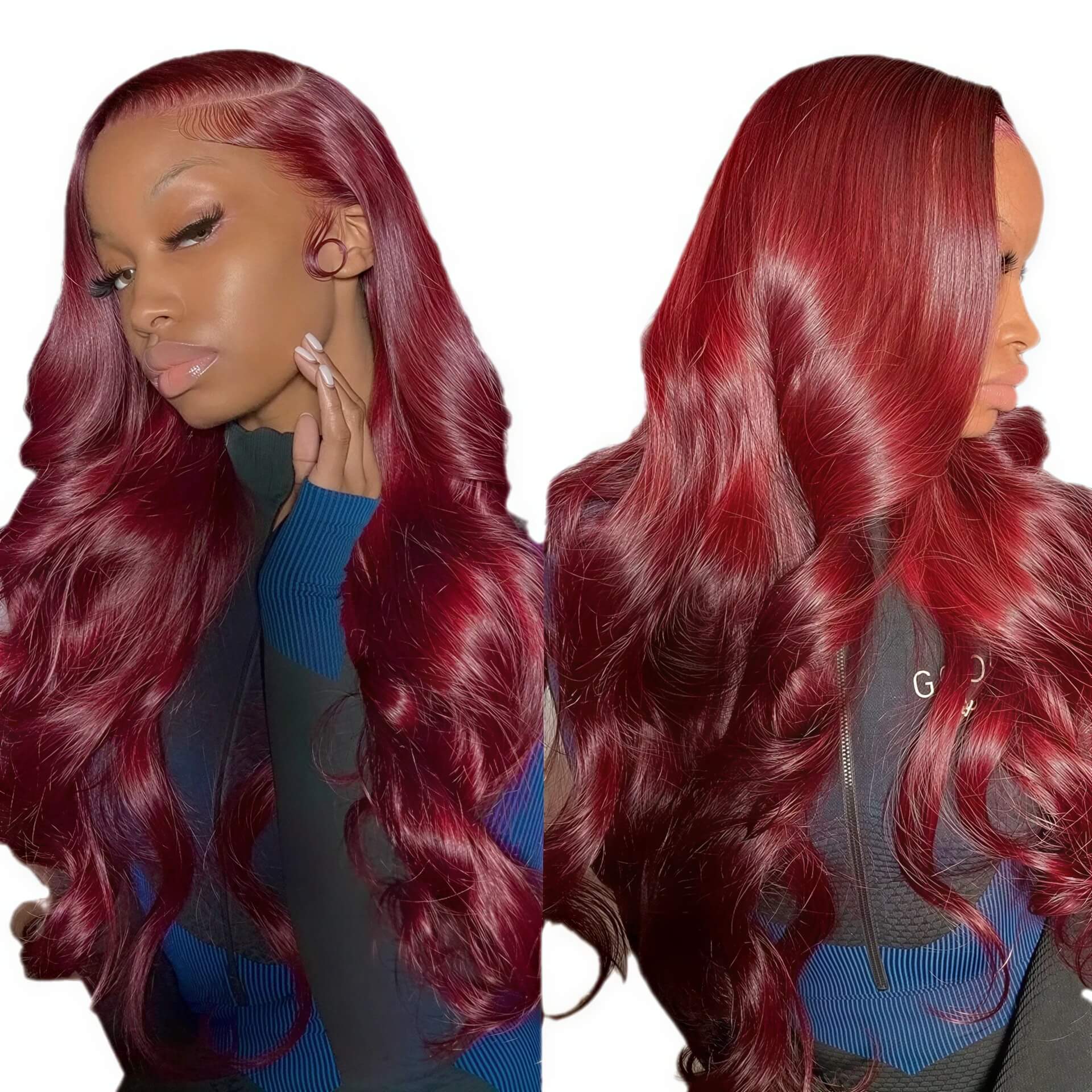 European and American fashion wine red wig hot selling front lace big wave long curly hair wig full head cover - CLAUALIS HAIR COUTURE