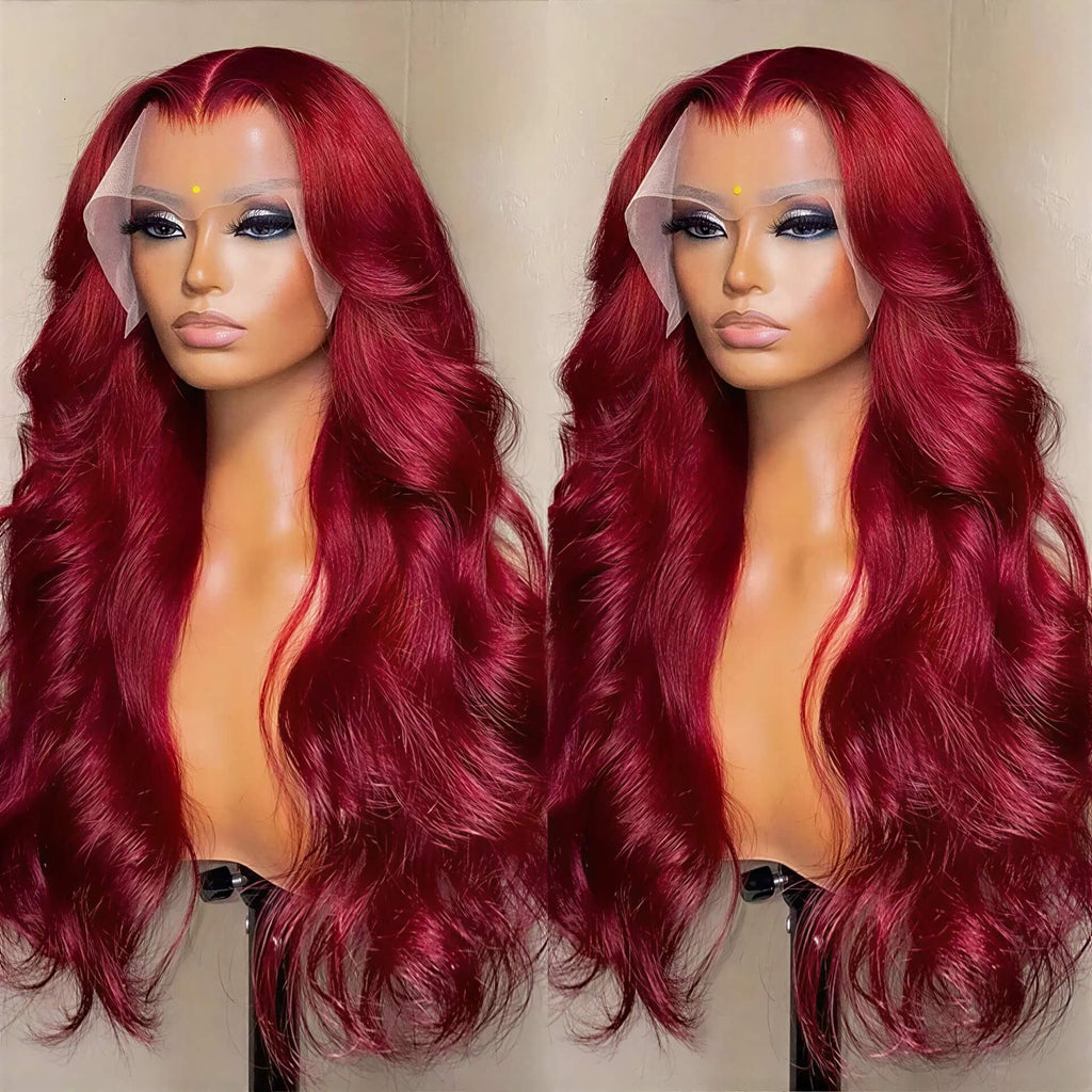 European and American fashion wine red wig hot selling front lace big wave long curly hair wig full head cover - CLAUALIS HAIR COUTURE