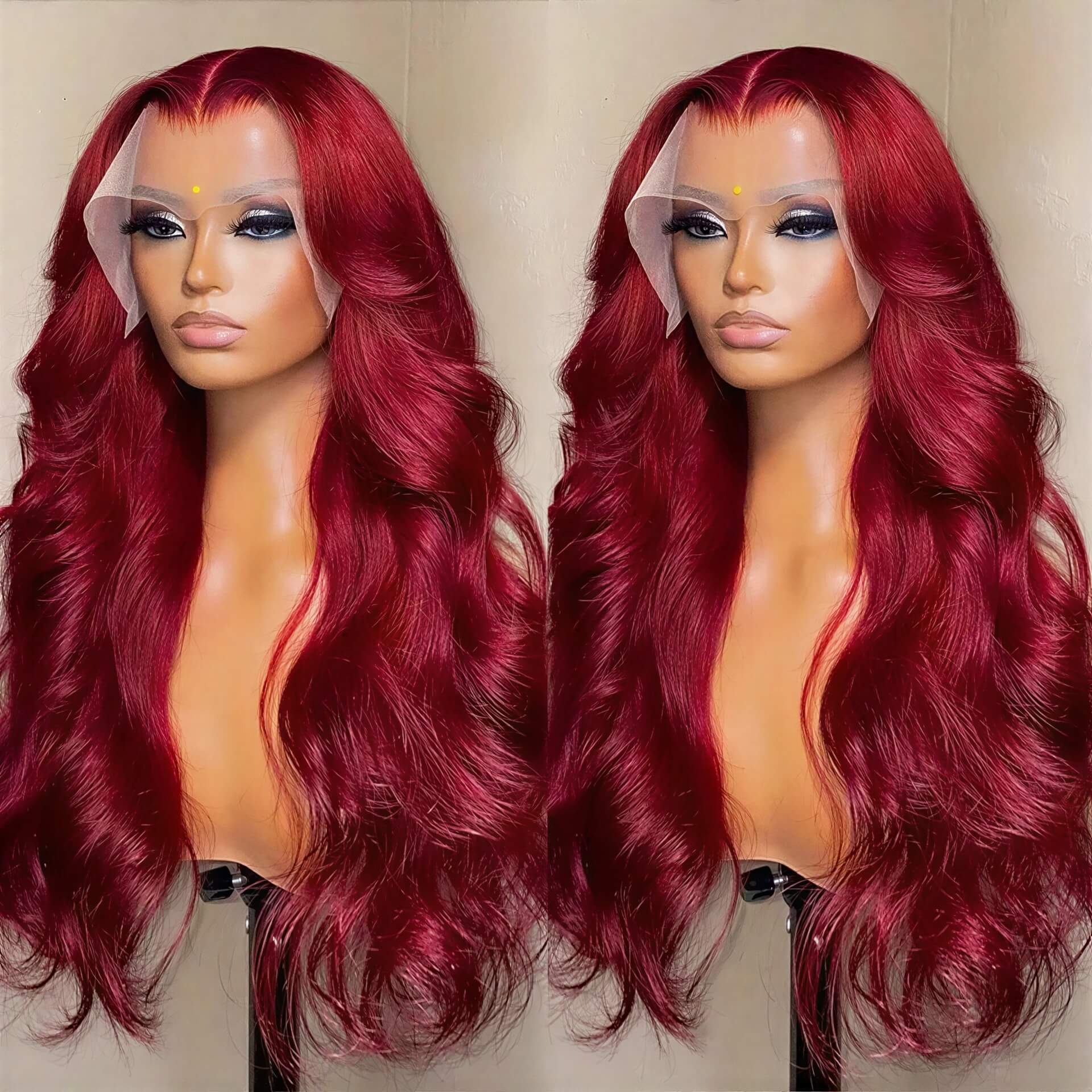 European and American fashion wine red wig hot selling front lace big wave long curly hair wig full head cover - CLAUALIS HAIR COUTURE