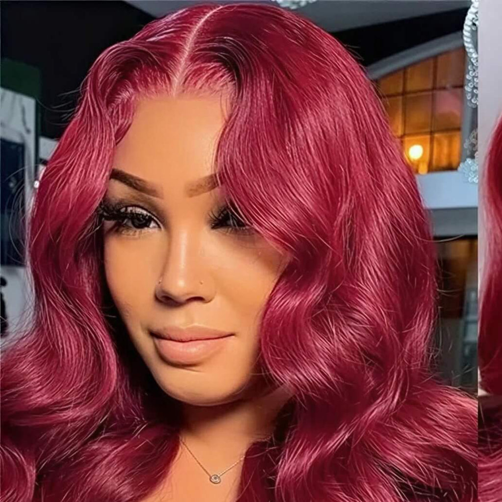 European and American fashion wine red wig hot selling front lace big wave long curly hair wig full head cover - CLAUALIS HAIR COUTURE