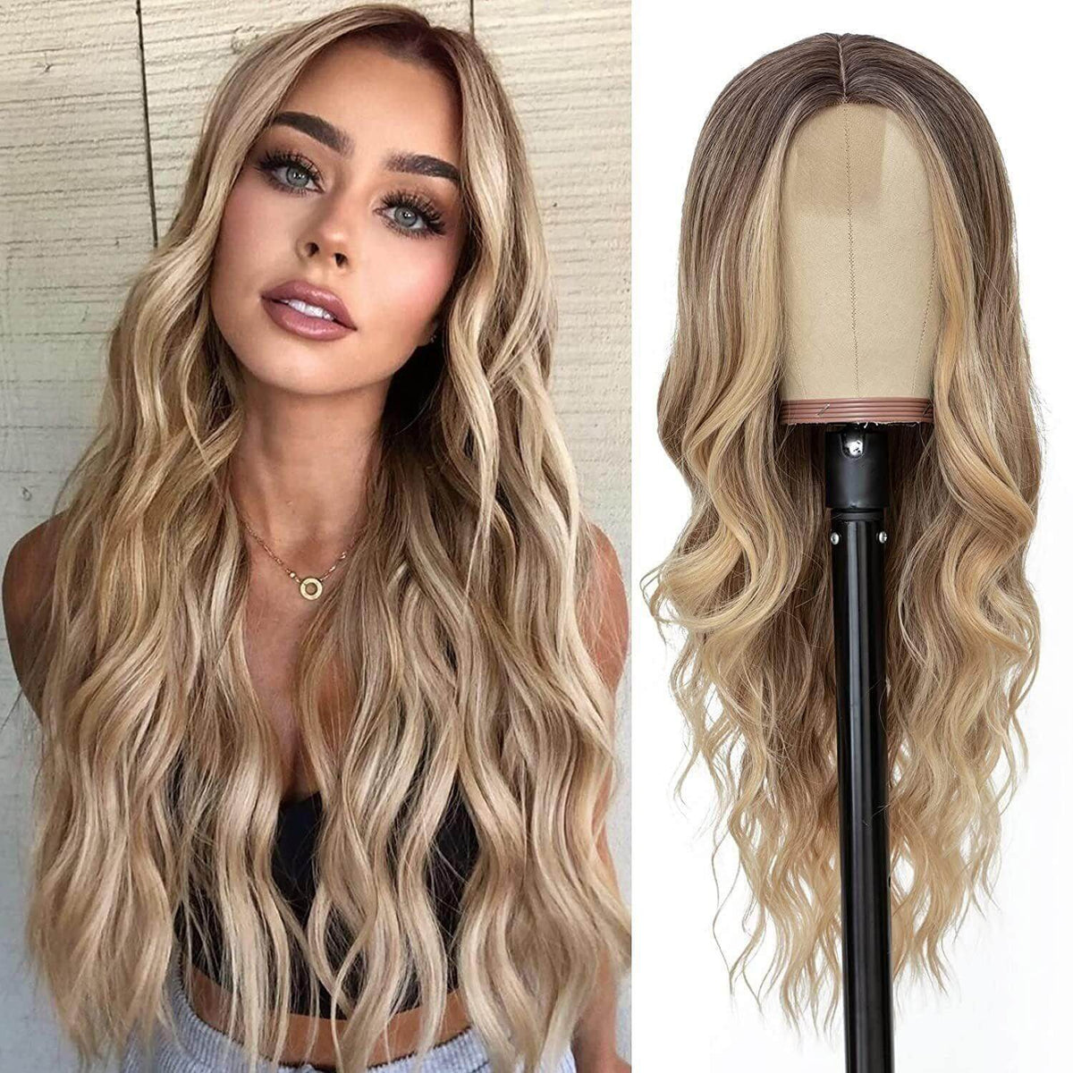 European and American Small Lace Wig Headsets with Intermediate Color Small Lace Center Split Large Wavy Long Curly Wigs - CLAUALIS HAIR COUTURE