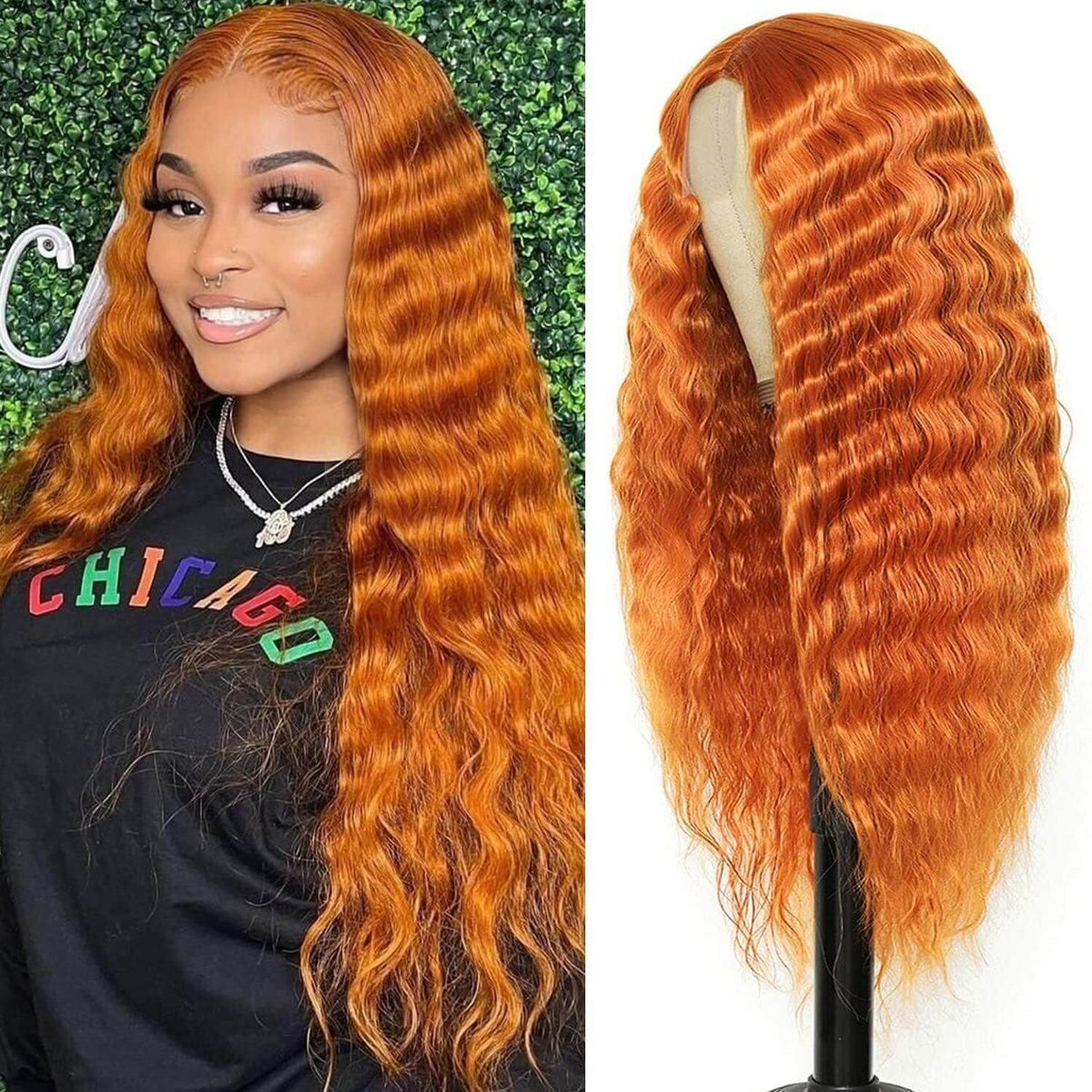 European and American Women's Wig Small Lace Center Deep Wave Long Curly Wig Headband Lace Wigs - CLAUALIS HAIR COUTURE