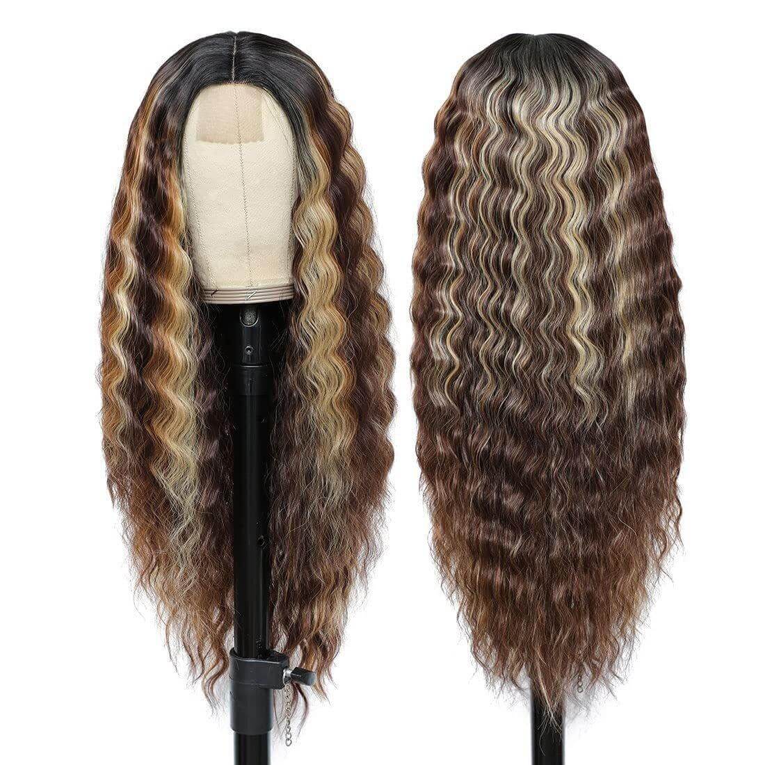 European and American Women's Wig Small Lace Center Deep Wave Long Curly Wig Headband Lace Wigs - CLAUALIS HAIR COUTURE