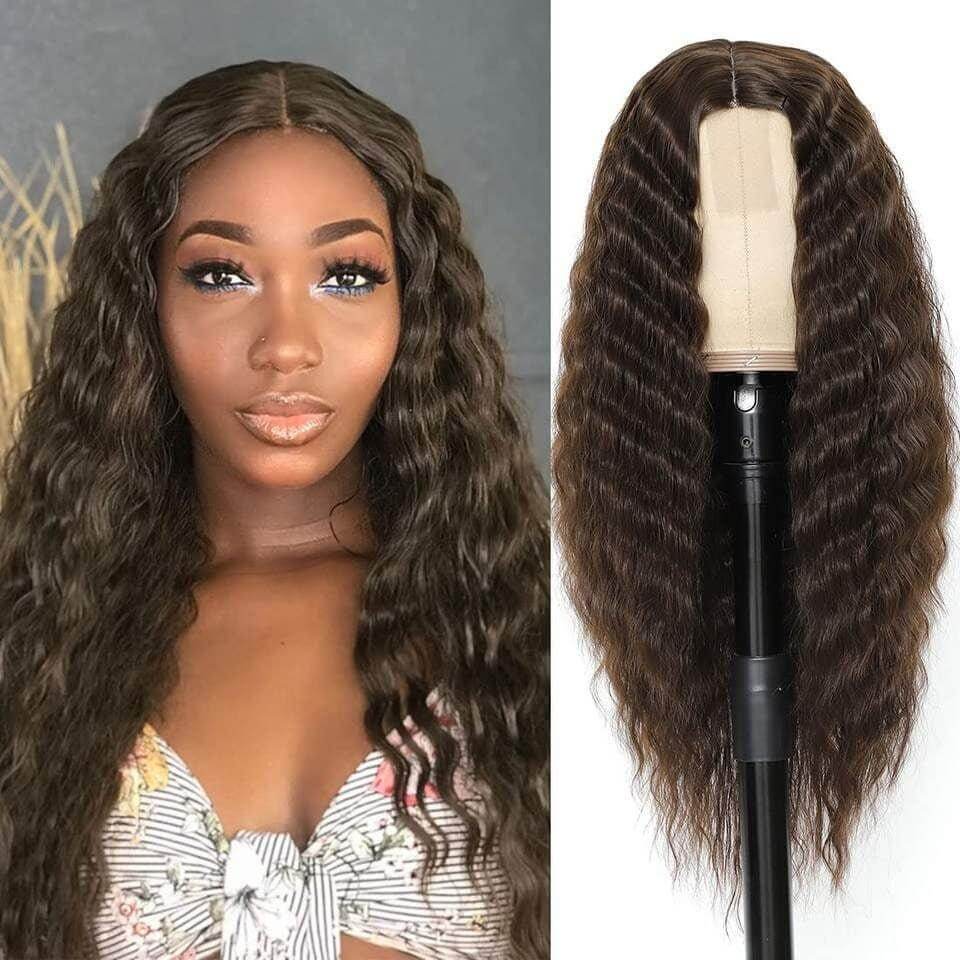 European and American Women's Wig Small Lace Center Deep Wave Long Curly Wig Headband Lace Wigs - CLAUALIS HAIR COUTURE