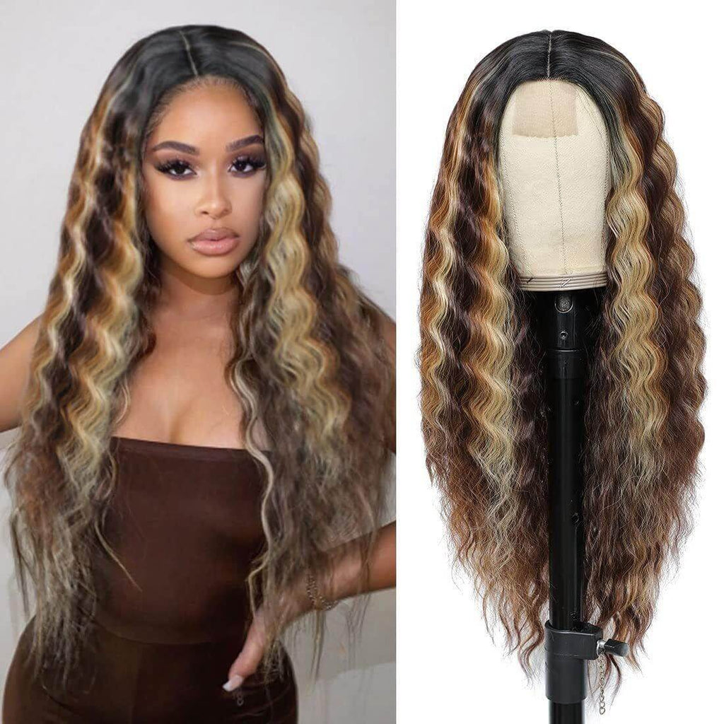 European and American Women's Wig Small Lace Center Deep Wave Long Curly Wig Headband Lace Wigs - CLAUALIS HAIR COUTURE