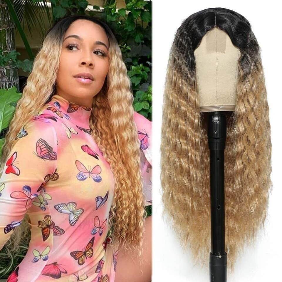 European and American Women's Wig Small Lace Center Deep Wave Long Curly Wig Headband Lace Wigs - CLAUALIS HAIR COUTURE