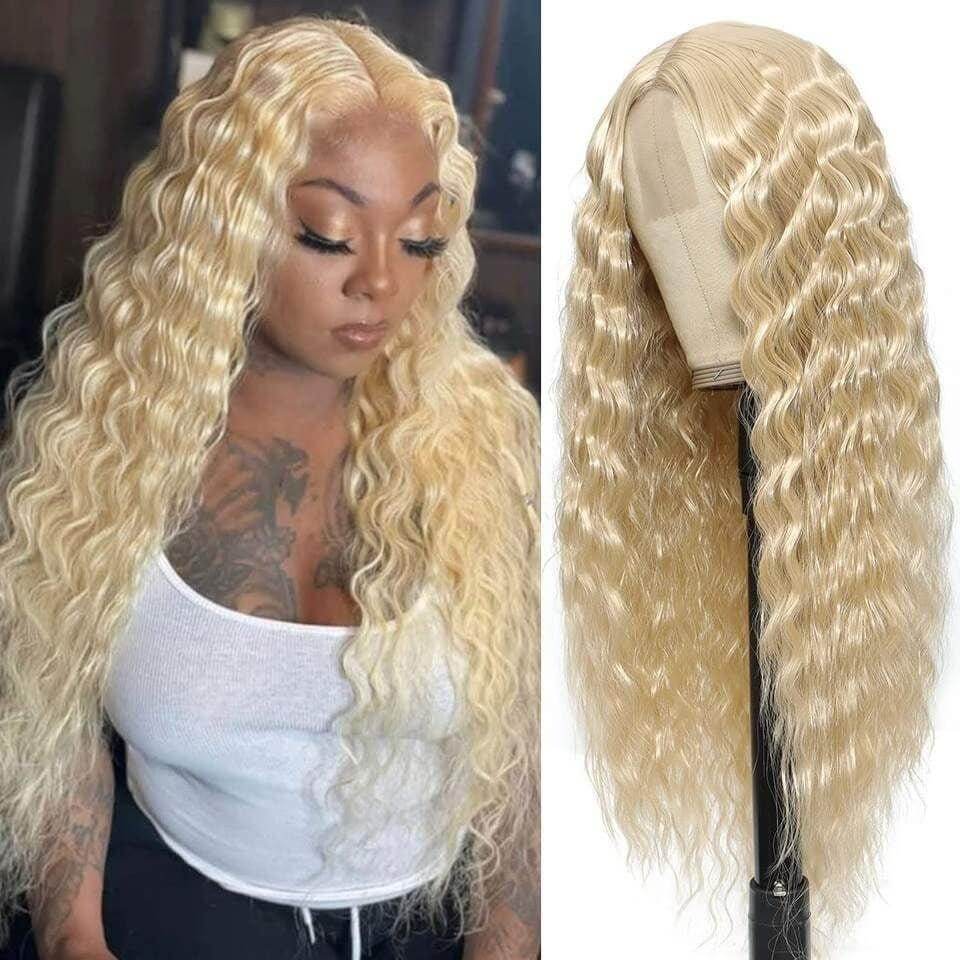 European and American Women's Wig Small Lace Center Deep Wave Long Curly Wig Headband Lace Wigs - CLAUALIS HAIR COUTURE