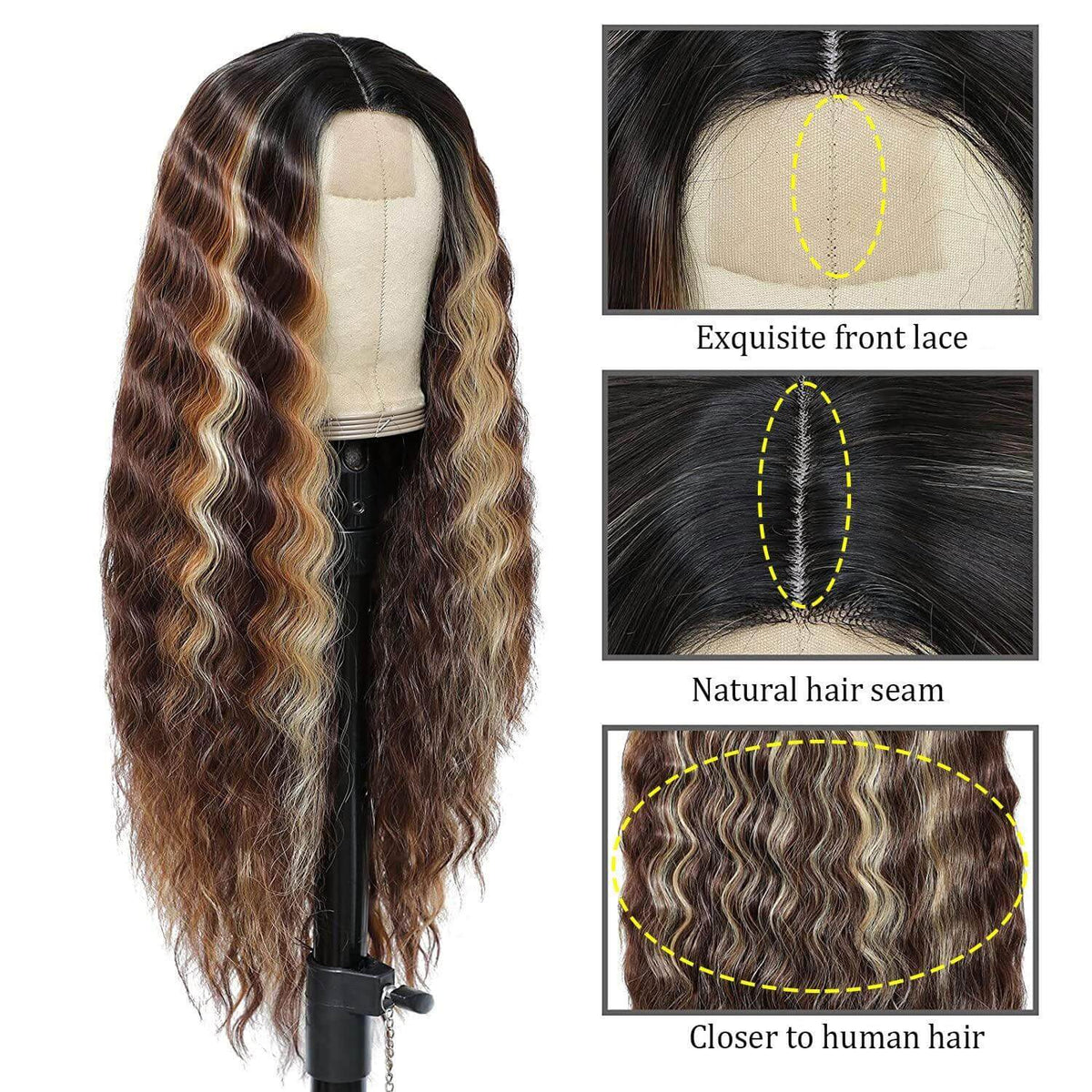 European and American Women's Wig Small Lace Center Deep Wave Long Curly Wig Headband Lace Wigs - CLAUALIS HAIR COUTURE