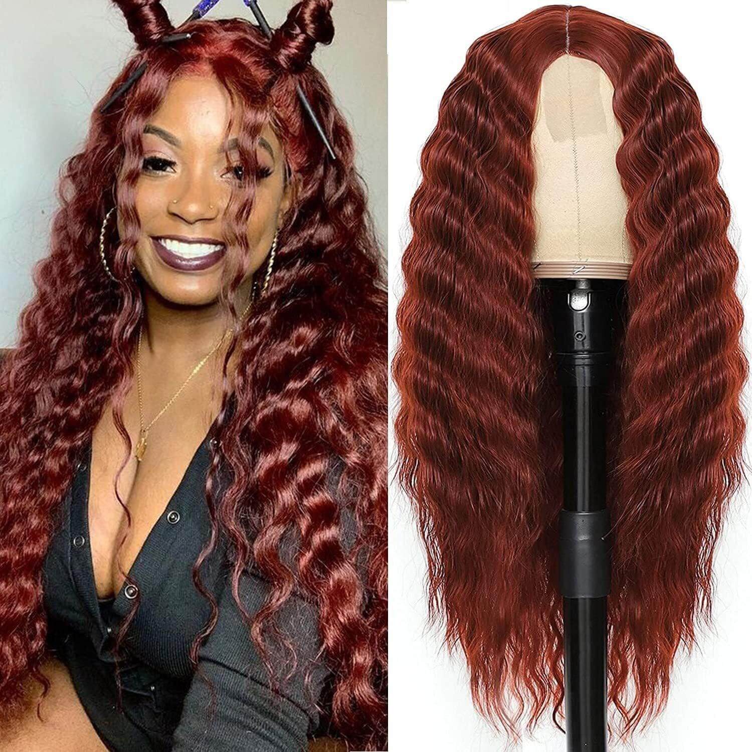 European and American Women's Wig Small Lace Center Deep Wave Long Curly Wig Headband Lace Wigs - CLAUALIS HAIR COUTURE
