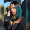 Green Human Hair Bob Wig - CLAUALIS HAIR COUTURE