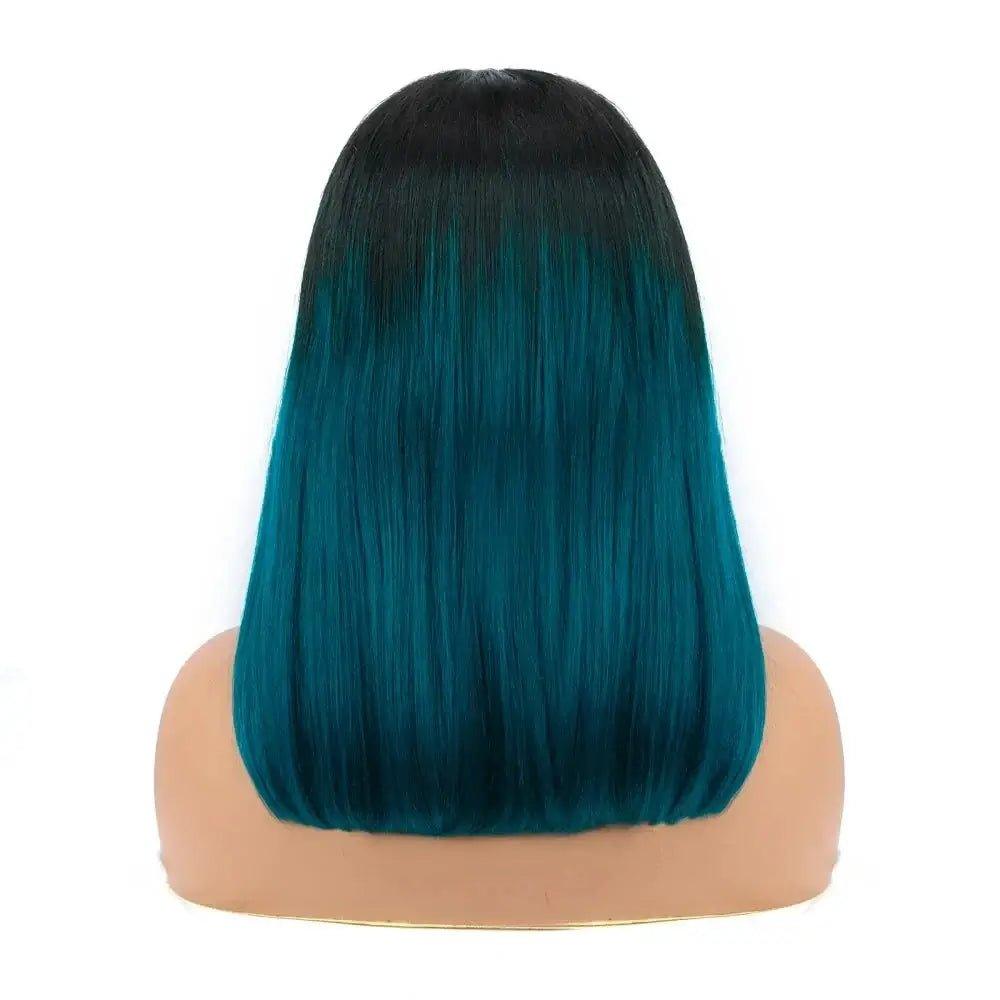 Green Human Hair Bob Wig - CLAUALIS HAIR COUTURE