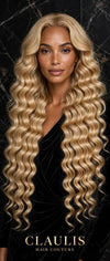 Light Golden Blonde Curly Clip-On Hair Extensions - CLAUALIS HAIR COUTURE