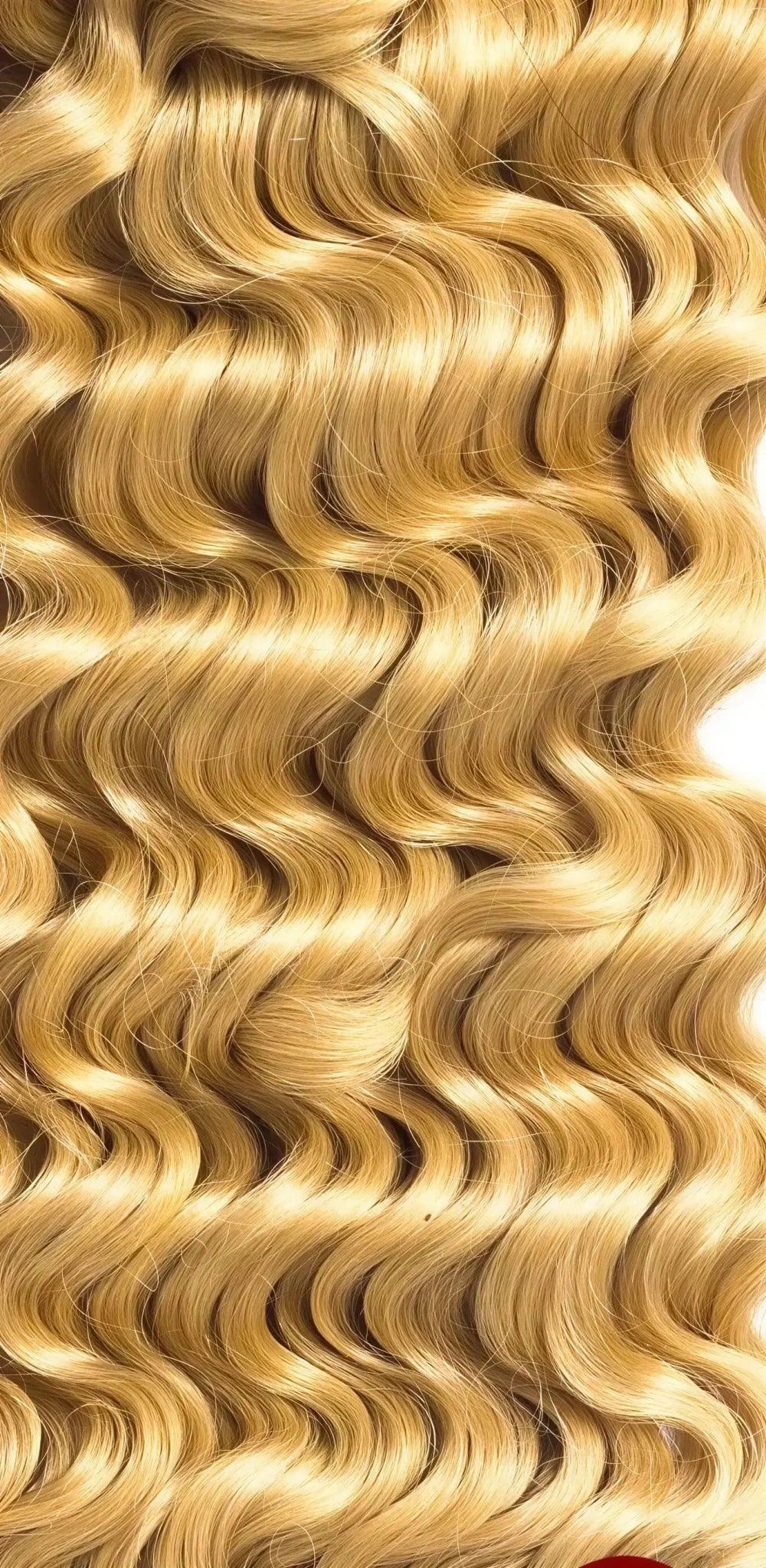 Light Golden Blonde Curly Clip-On Hair Extensions - CLAUALIS HAIR COUTURE