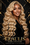 Light Golden Blonde Curly Clip-On Hair Extensions - CLAUALIS HAIR COUTURE