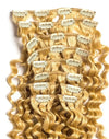 Light Golden Blonde Curly Clip-On Hair Extensions - CLAUALIS HAIR COUTURE