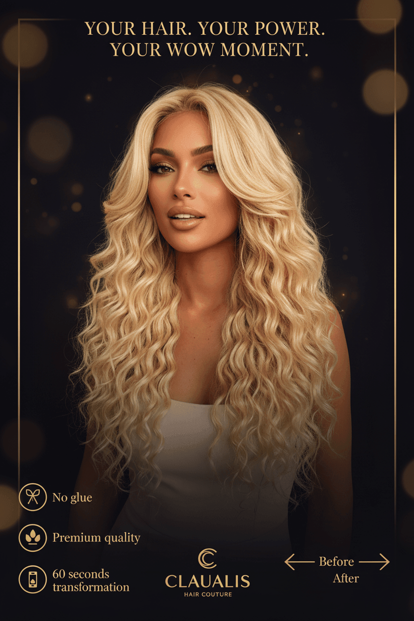 Light Golden Blonde Curly Clip-On Hair Extensions - CLAUALIS HAIR COUTURE
