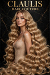 Light Golden Blonde Curly Clip-On Hair Extensions - CLAUALIS HAIR COUTURE