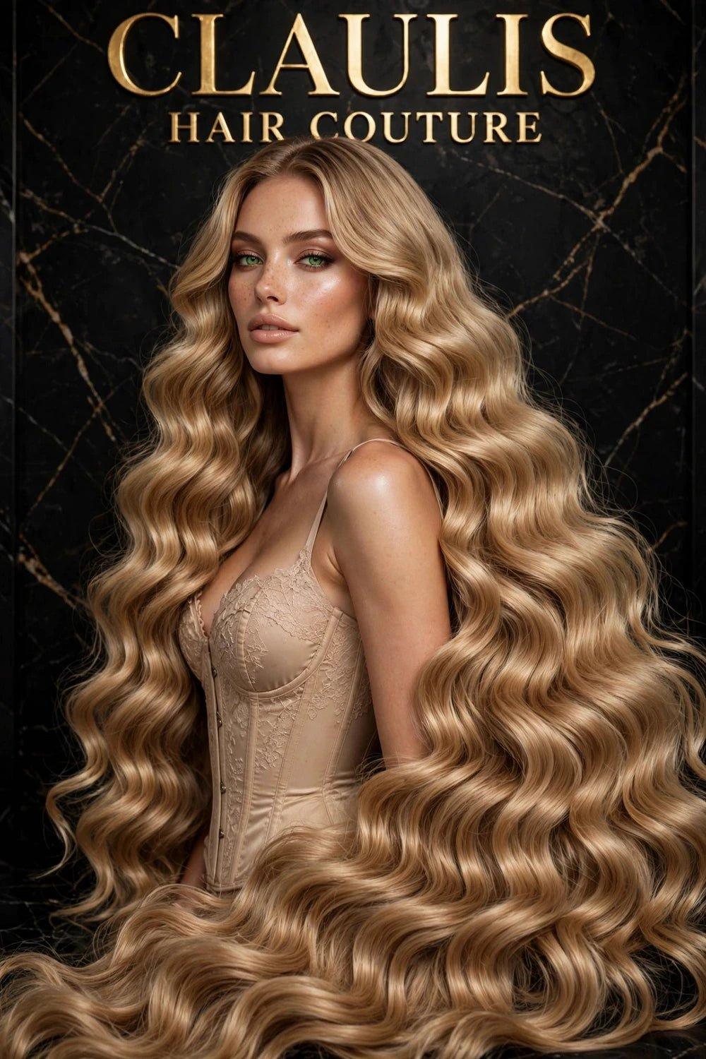 Light Golden Blonde Curly Clip-On Hair Extensions - CLAUALIS HAIR COUTURE