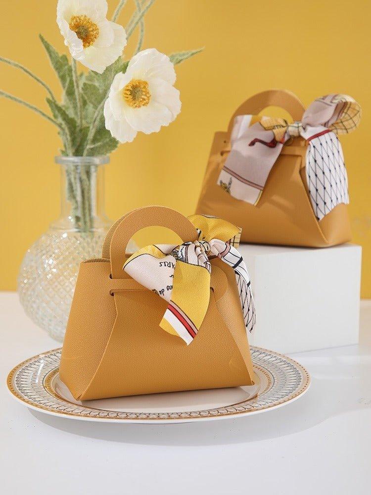 Light Luxury Style PU Leather Handheld Candy Gift Box Wedding Gift with Handheld Gift Wedding Candy Bag - CLAUALIS HAIR COUTURE