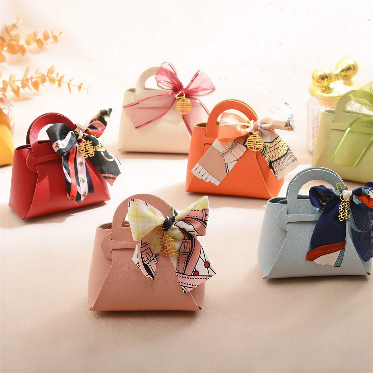 Light Luxury Style PU Leather Handheld Candy Gift Box Wedding Gift with Handheld Gift Wedding Candy Bag - CLAUALIS HAIR COUTURE