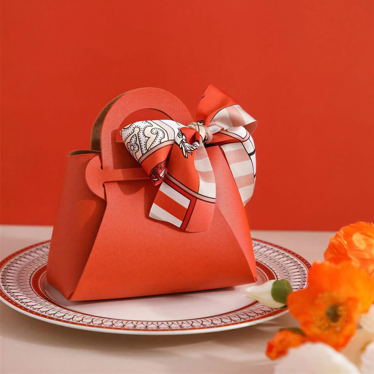 Light Luxury Style PU Leather Handheld Candy Gift Box Wedding Gift with Handheld Gift Wedding Candy Bag - CLAUALIS HAIR COUTURE