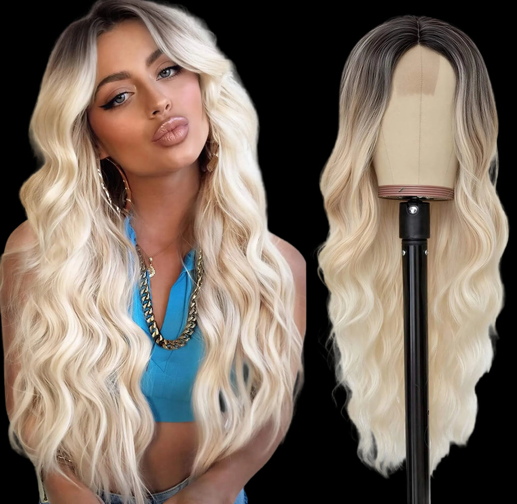 Sintetic Fiber Wig Hair, European and American Wigs, Women's Long Curly Hair, Gradually Changing Color, Front Lace Wig Headband - CLAUALIS HAIR COUTURE